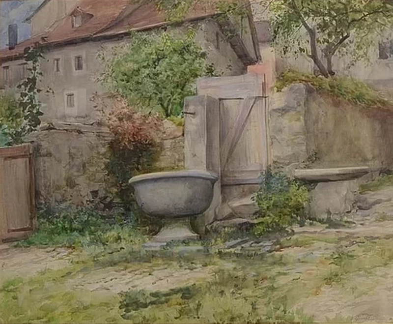 La fontana nel giardino fiorito